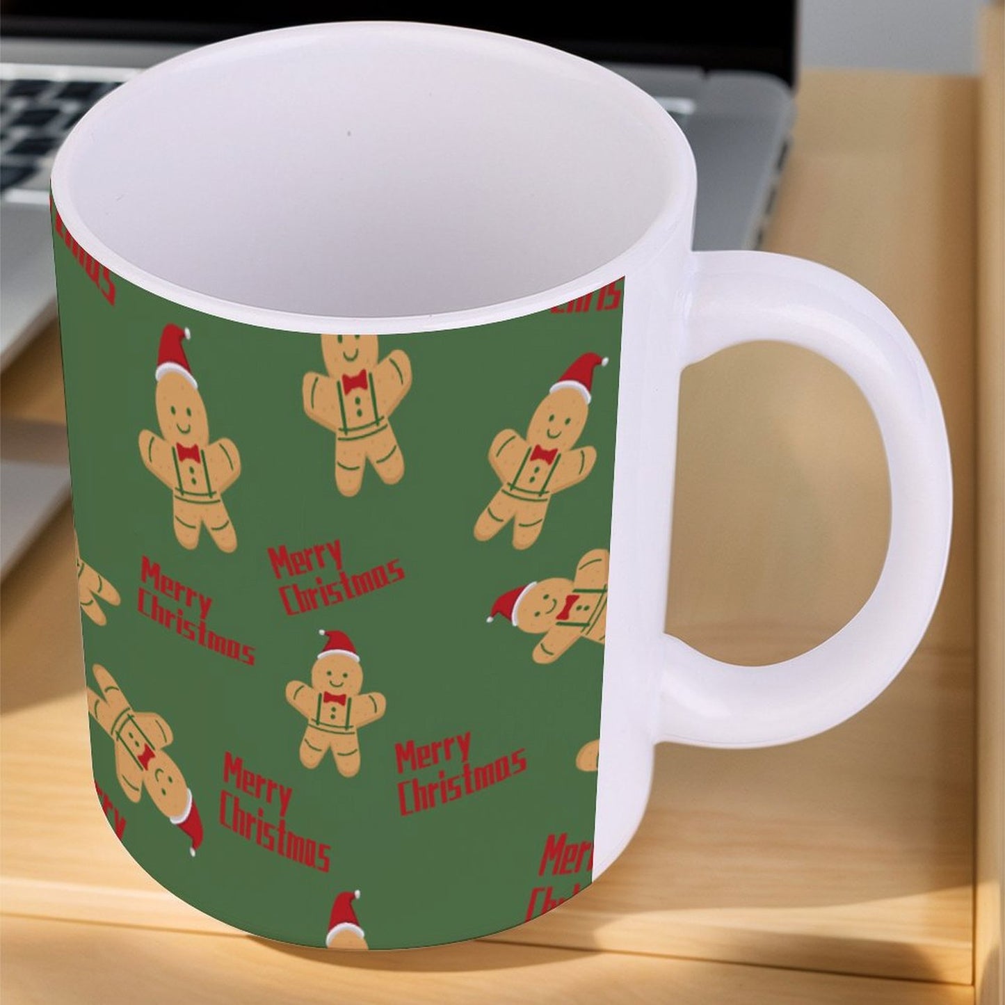 POD US Local White mug with full print, Christmas Gingerbread Man 0066