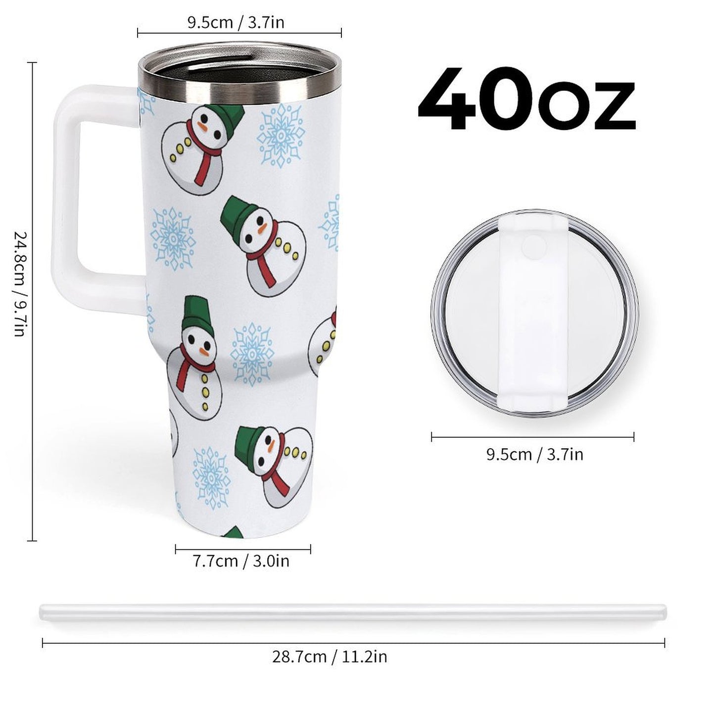 PHDT00315 POD US Local Tumbler 40 oz Large Capacity Car Cup Christmas Snowman Snowflake