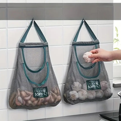 US Local Multi-Functional Kitchen Storage Mesh Bags - Wall-Mounted Organizers For Storing Fruits, Vegetables, Ginger, And Garlic, Hollow Mesh Bags ,Essential Home Accessories