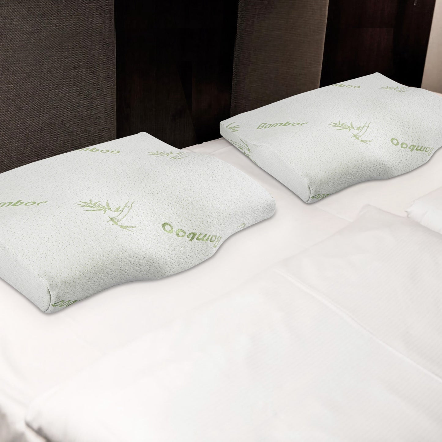 US Local 1Pc Bamboo Memory Foam Sleep Pillow Contoured Cervical Orthopedic Pillow Neck Support Breath Pillow