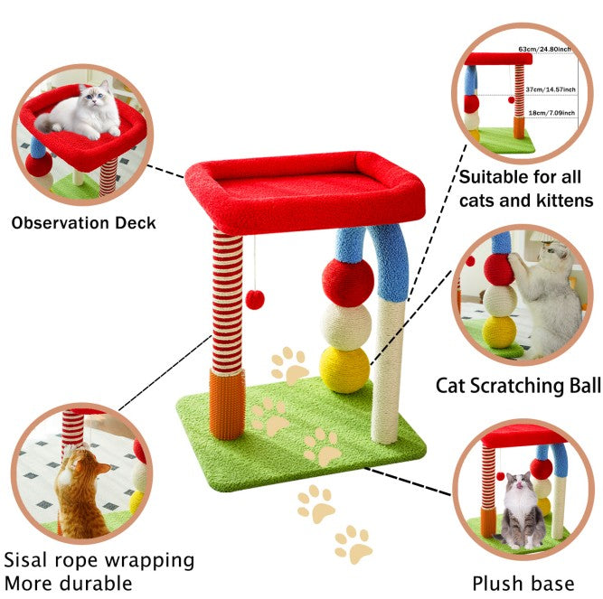 US Local Cat Tree With Built-in Bed - Multi-Function Cat Furniture With Sisal Scratcher, Interactive Toys, And Cozy Resting Spots For Cats