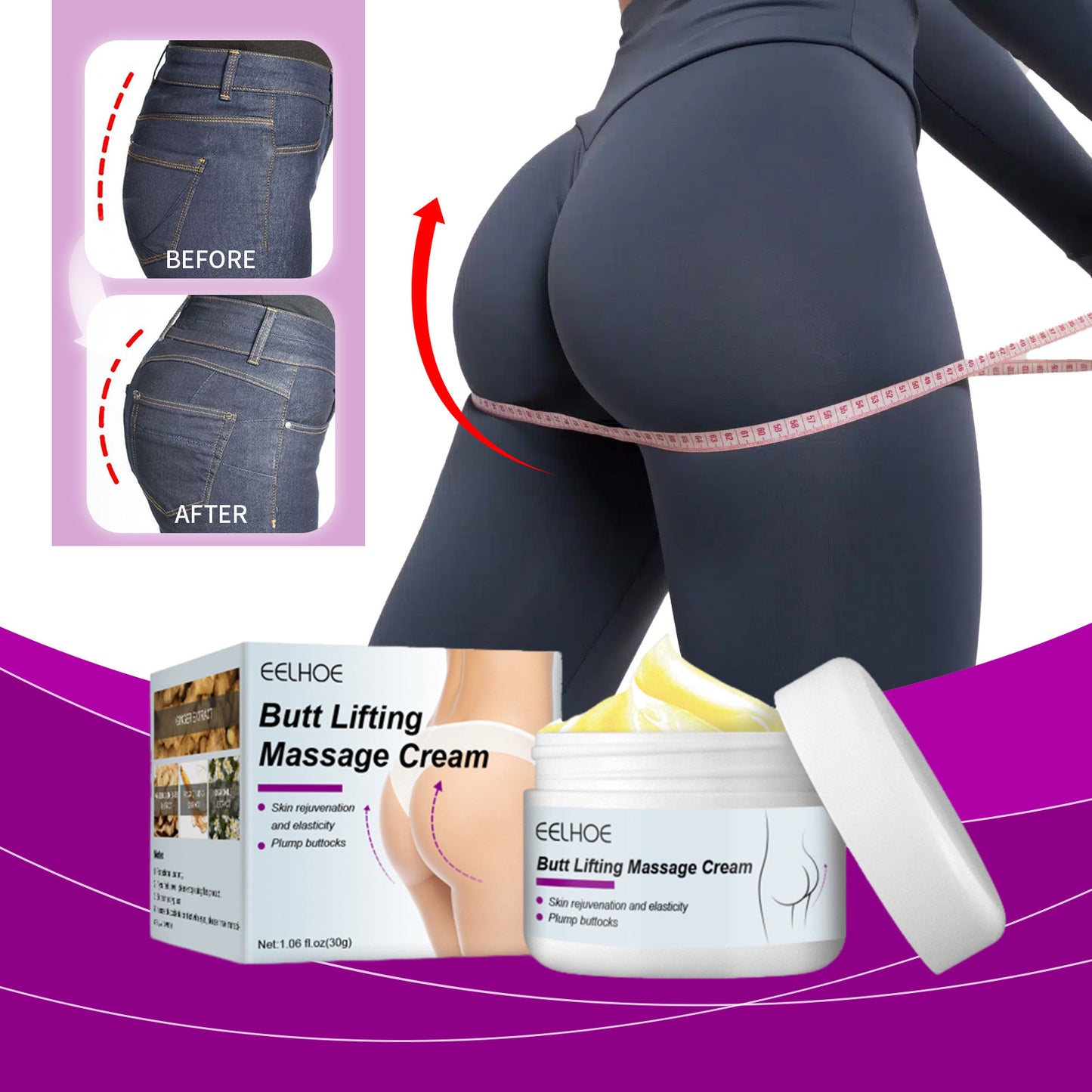 US Local EELHOE Buttock Lifting Massage Cream Buttock Contouring Firming Massage Slimming Treatment Cream