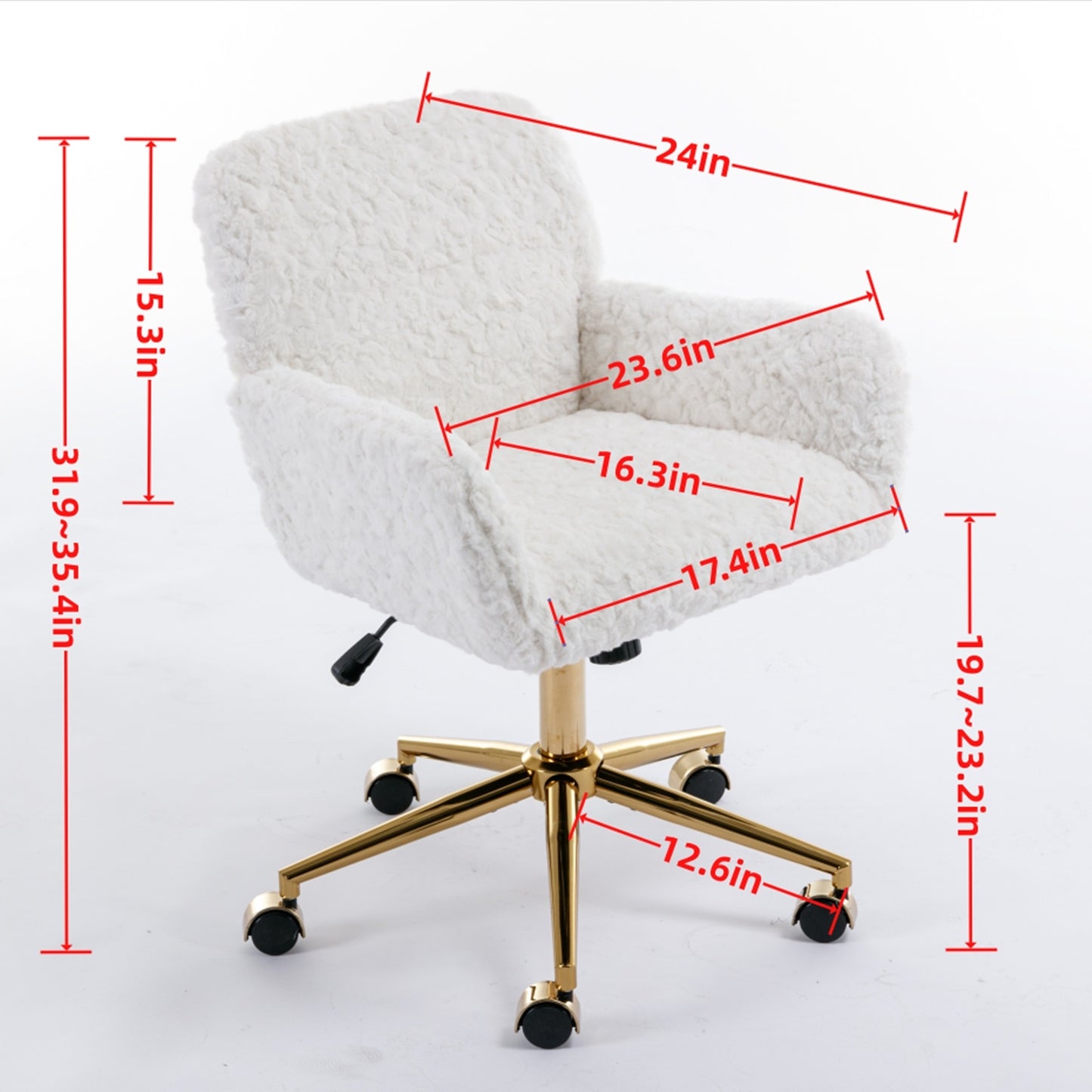US Local A&A Furniture Office Chair,Artificial Rabbit Hair Home Office Chair With Golden Metal Base,Adjustabl