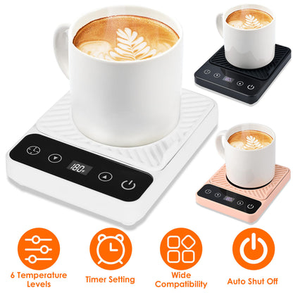 US Local 3 Colors 1Pc Desktop Electric Mug Warmer Auto Shut Off Timer Setting 6 Temperature Levels Cup Warmer For Milk Tea Cup Heating Plate