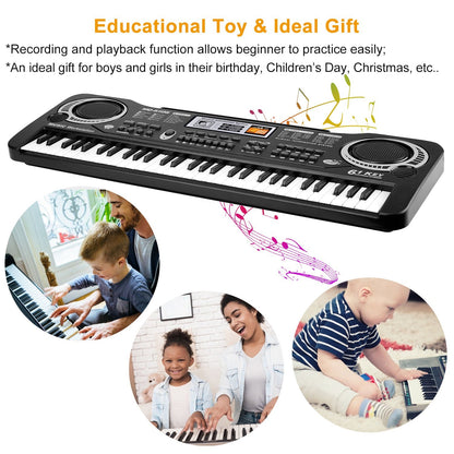 US Local 61 Keys Digital Music Electronic Keyboard Electric Piano Musical Instrument Kids Learning Keyboard With Microphone For Beginners Kids Girls Boys Adults