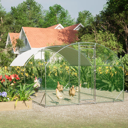US Local Large Chicken Coop Metal Chicken Run With Waterproof And Anti-UV Cover, Dome Shaped Walk-in Fence Cage Hen House For Outdoor And Yard Farm Use,9.84 X 13.12 X 6.56 Ft