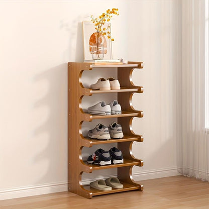 US Local Four-layer Wooden Stackable Floor-standing Shoe Rack Suitable For Entrance, Wardrobe And Corridor To Store High Heels, Sneakers And Sandals,Currently Supports Self-pickup