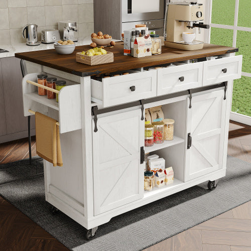 UK Local Kitchen Island, Serving Cart With Extendable Worktop, Kitchen Cart On Wheels, Kitchen Cabinet With 2 Sliding Doors And 3 Drawers, Dining Cart With Wood Grain, Kitchen Cabinet