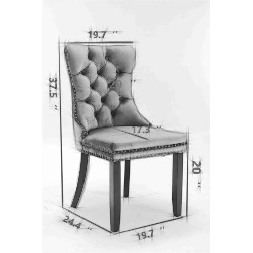 US Local High-end Tufted Solid Wood Contemporary Velvet Upholstered Dining Chair With Chrome Stainless Steel Plating Legs,Nailhead Trim,Set Of 2