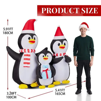US Local 6 FT Lighted Christmas Inflatable Decoration, Inflatable Penguin Family, Funny Blow Up Yard Decorations With Built-in LED Lights For Holiday Party Front Yard Lawn Garden Decor