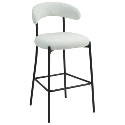 US Local 26 Counter Height Bar Stools Teddy Fabric Cover Kitchen Island Counter Bar Stool With Black Powder Coating Base And Footrest