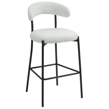 US Local 26 Counter Height Bar Stools Teddy Fabric Cover Kitchen Island Counter Bar Stool With Black Powder Coating Base And Footrest