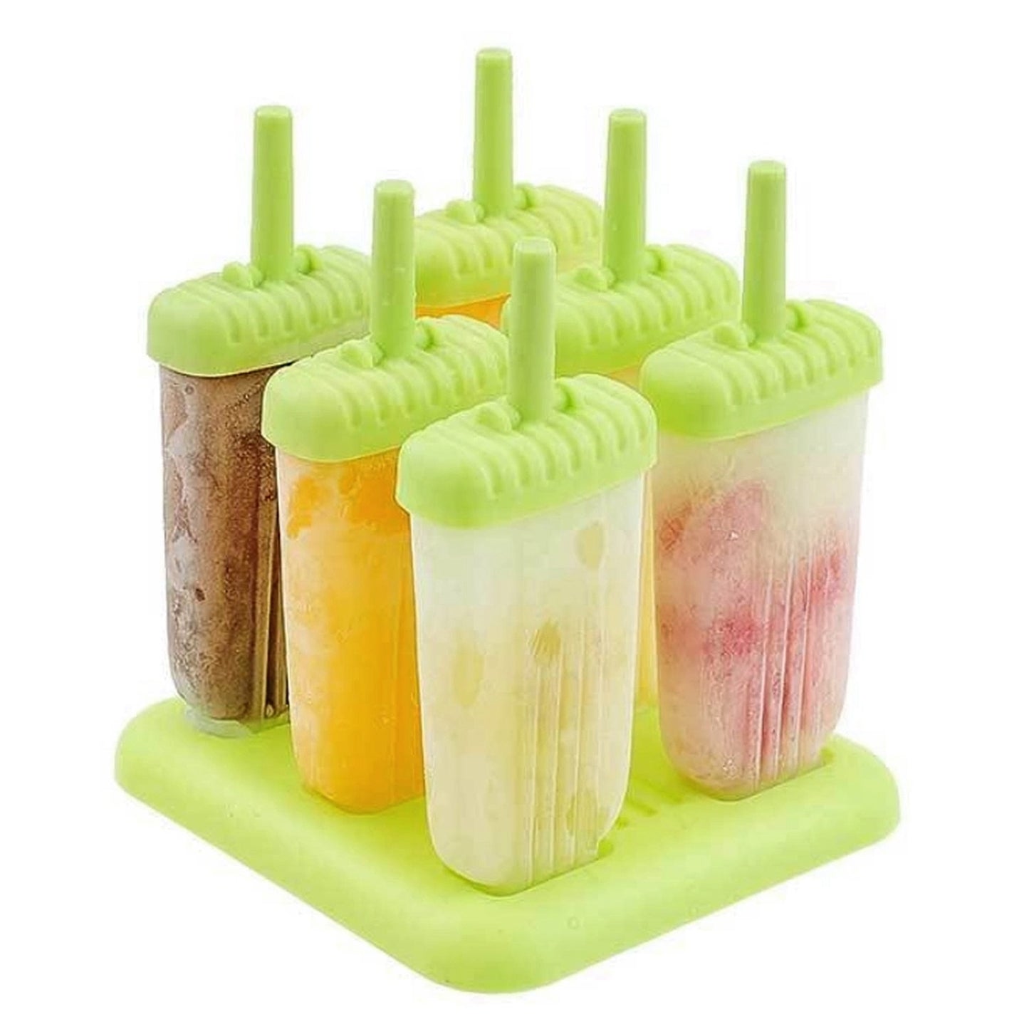 US Local 1 Set 6 Cavity Popsicle Molds Reusable Ice Cream DIY Ice Maker Ice Bar Maker Plastic Popsicle Mold For Homemade Iced Snacks