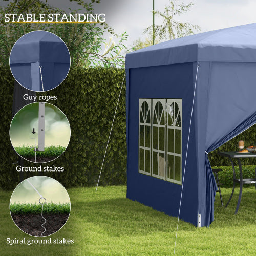 UK Local Outsunny 3 X 3m Pop Up Gazebo, Water And UV Resistant Party Tent Camping Canopy Marquee With Carry Bag, Blue