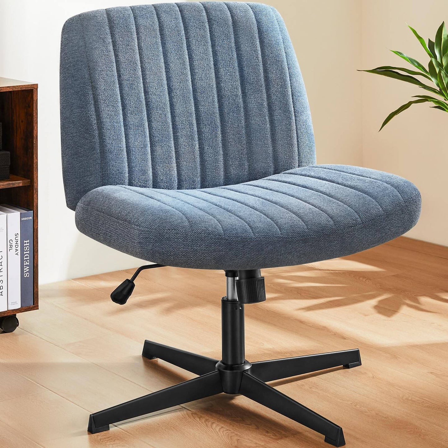 US Local Cross-Legged Chair,No Wheels Armless Swivel Home Office Chair