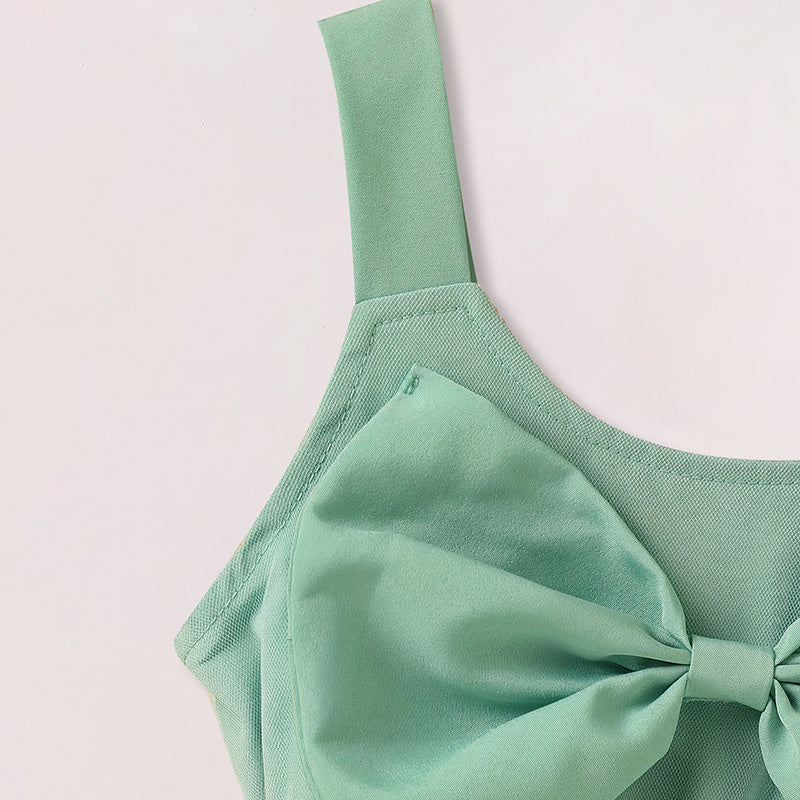 US Local Toddler Girl Dress Sleeveless Floral Playwear Bowknot Tulle Dresses Strap Princess Sundress