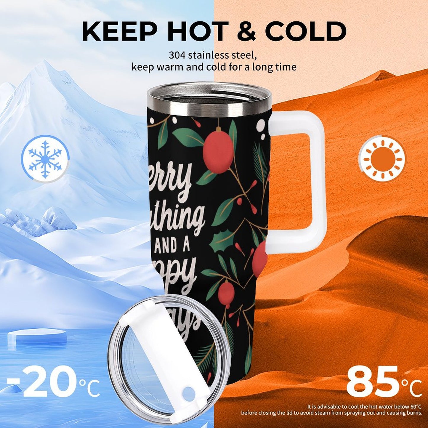 PHDT00172 POD US Local Tumbler 40 oz Large Capacity Car Cup Christmas