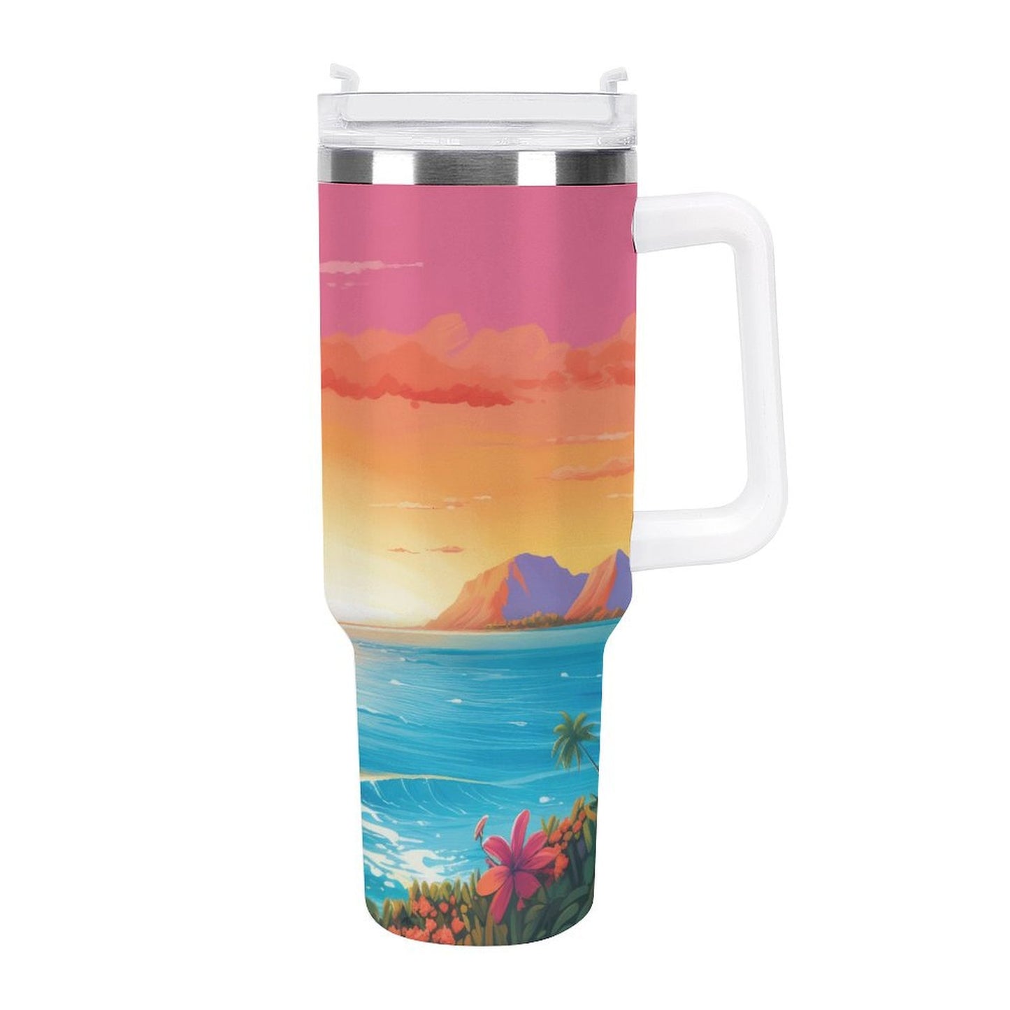 PHDT00514 POD US Local Tumbler 40oz Large Capacity Car Cup Island, Beautiful, Sunset