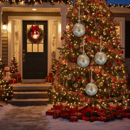 US Local 4 PCS Set Christmas Hanging Ball Ornaments Wooden Tree Decorations Festive Holiday Party Decor Xmas Tree Accessories FBA Shipment