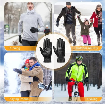 US Local Leather Winter Warm Gloves Outdoor Windproof Soft Gloves Cycling Skiing Running Cold Winter Gloves