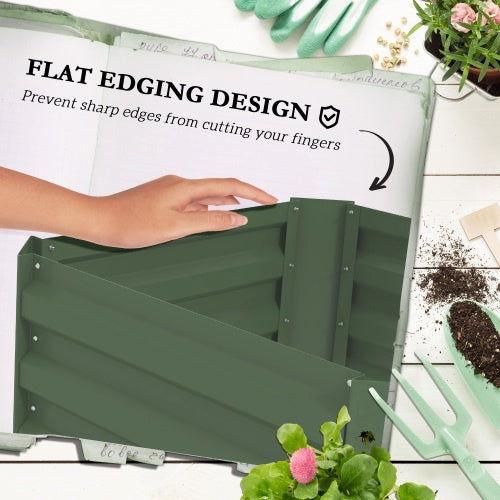 US Local Outsunny Galvanized Raised Garden Bed, 24 X 24 X 11.75 Outdoor Planter Box With Trellis Tomato Cage And Open Bottom For Climbing Vines, Vegetables, Flowers In Backyard, Garden, Patio, Green