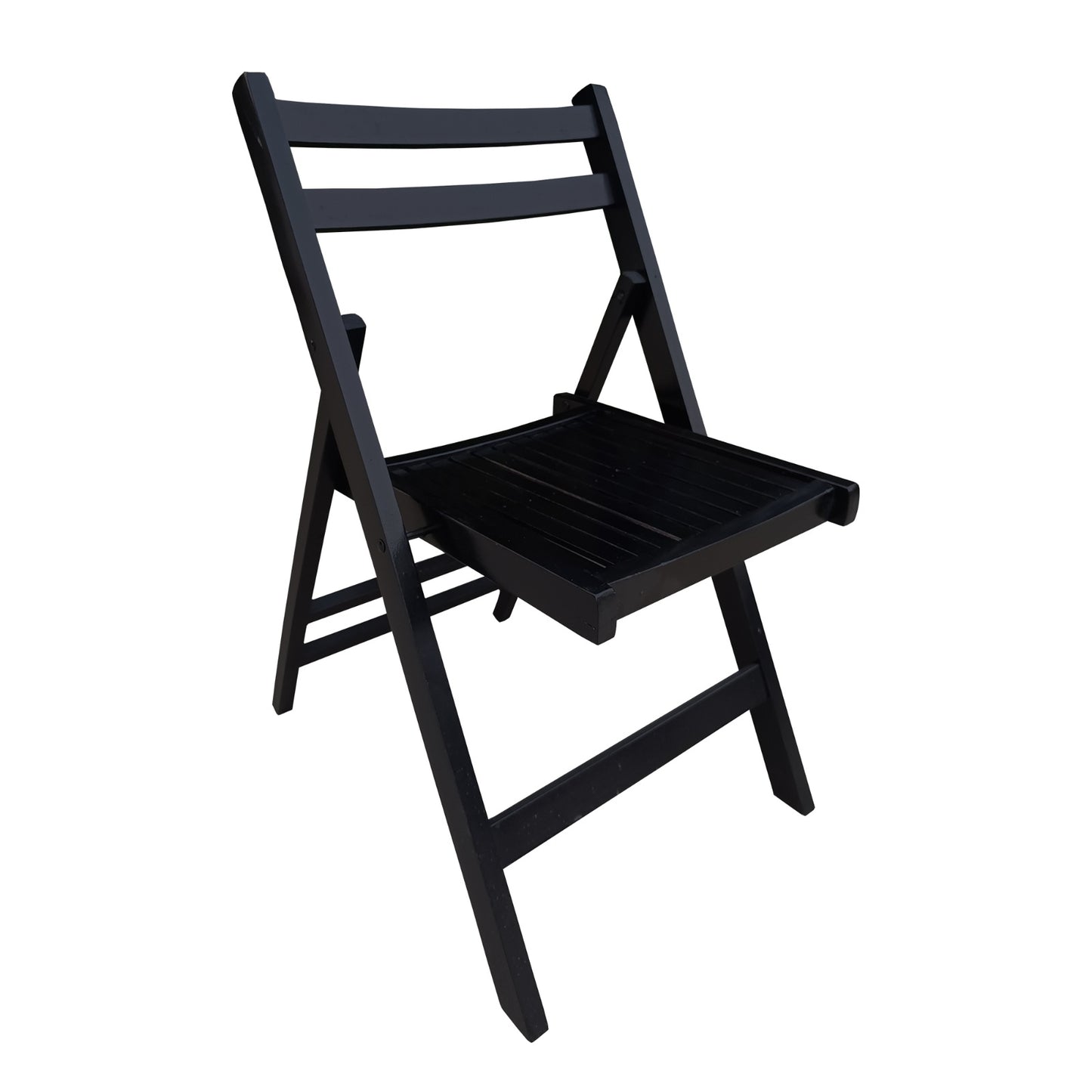 US Local Black Slatted Wood Folding Chair, Set Of 4 - Foldable Event Style