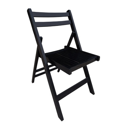 US Local Black Slatted Wood Folding Chair, Set Of 4 - Foldable Event Style