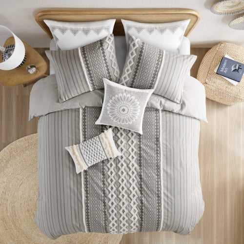 US Local Full Queen Cotton Printed Duvet Cover Set With Chenille