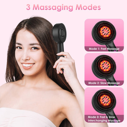 US Local 1 Set 3 In 1 Red Light Scalp Massager Brush Cordless Hair Oil Applicator Massage Comb With 3 Modes Rechargeable IPX7 Waterproof