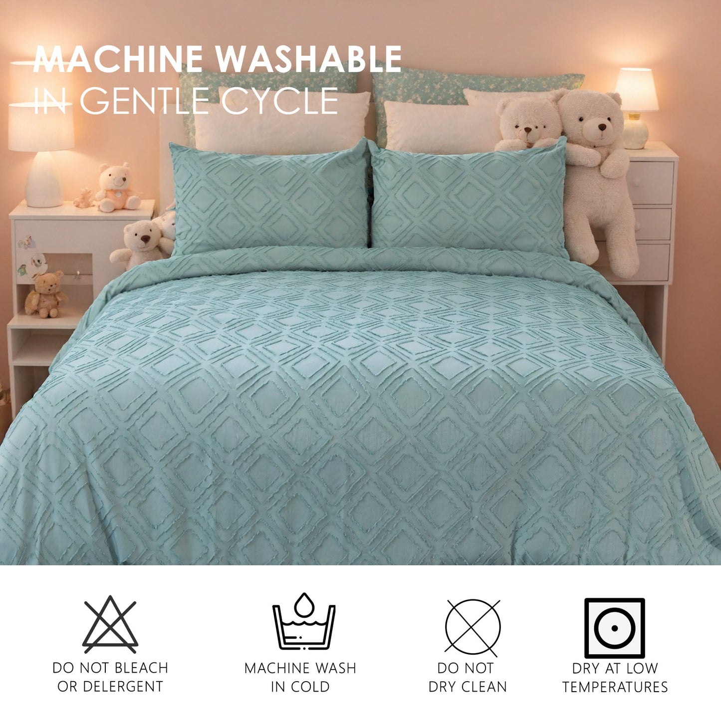 US Local Bohemian Style Quilt Cover Set, Cut Flower Quilt Cover,  Tufted Quilt Cover Three-piece Set, One Quilt Cover And Two Pillowcases,  Washable And Machine Washable Without Shrinkage,  Suitable For Hotels