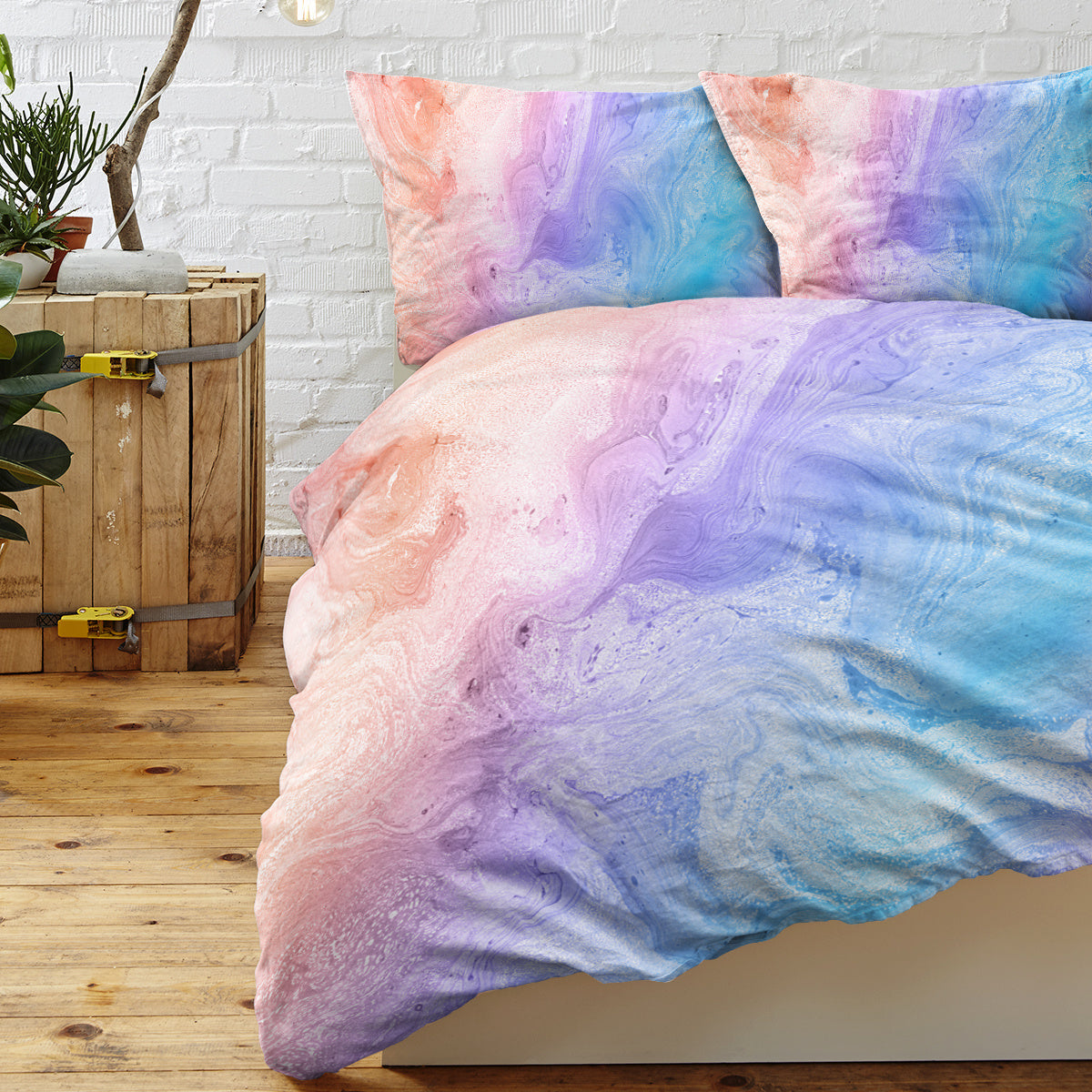 US & UK Local Girly Duvet Cover Rainbow Glitter Ombre Bedding Sets 3 Pcs Chic Purple Blue Green Pastel Bed Spreads Sparkle Quilt Cover Set With 2 Pillow Shams