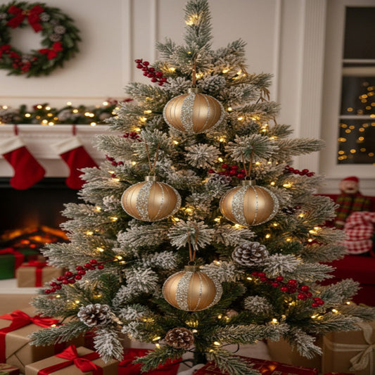 US Local 4PCS Set Christmas Glass Ball Ornaments Holiday Tree Hanging Decorations Party Decor Supplies FBA Shipment