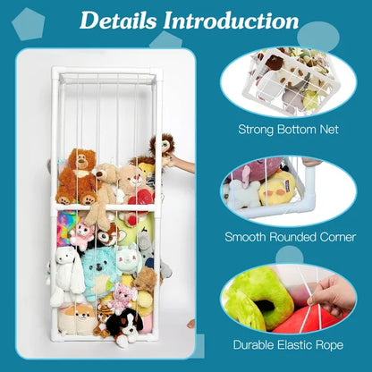 US Local Stuffed Animal Storage PVC Plush Organizer Shelf Plush Stuffed Animal Holder Standing Kids Toy Storage Cage