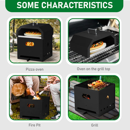 US Local Black, Square Pizza Oven With Handle, Iron Charcoal Oven