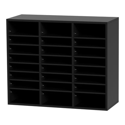 US Local VEVOR Wood Literature Organizer, 24 Compartments, File Sorter With Removable Shelves, Mailboxes Slot For Office Home Classroom Mailrooms Organization, EPA Certified, Black