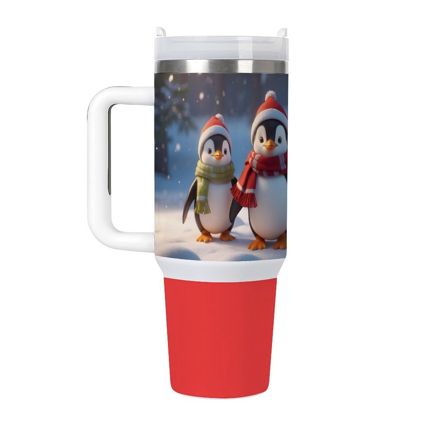 USA Local Large Capacity Car Cup Xmas Penguin_3 Red 40oz