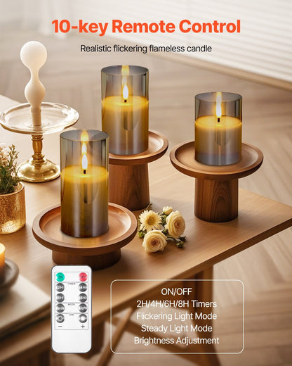 US Local Flameless LED Candles 3 Pack Battery Operated Candles With Remote Control, Realistic Flickering Candles For Safe Ambiance