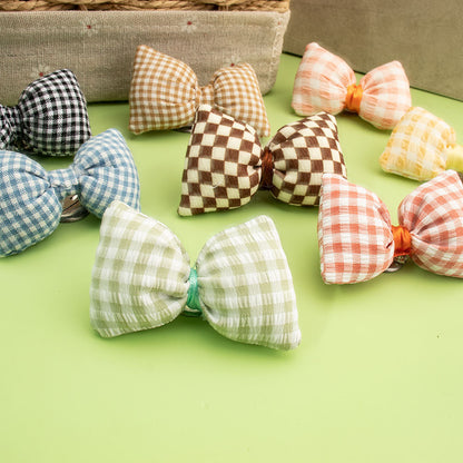 US Local Plaid Bow Hair Clips-Coffee 9672