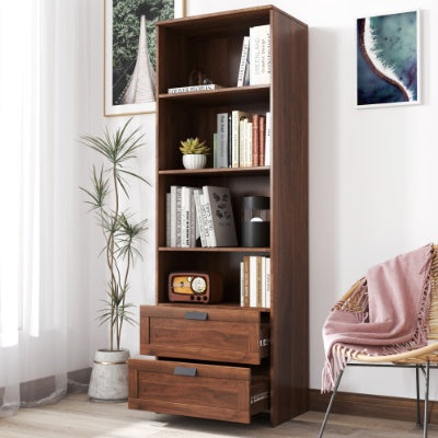 US Local Bookshelf With Drawers, 70.87 Tall, 4 Shelf, Modern, Home Office, Living Room, Study