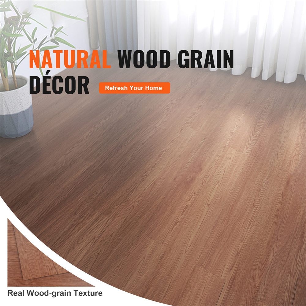 US Local VEVOR Self Adhesive Vinyl Floor Tiles 36 X 6 Inch, 36 Tiles 2.5mm Thick Peel & Stick, Deep Brown Wood Grain DIY Flooring For Kitchen, Dining Room, Bedrooms & Bathrooms, Easy For Home Decor