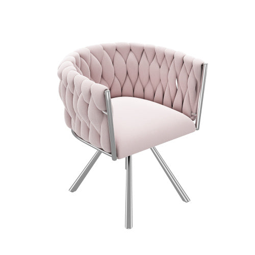 UK Local Velvet Dining Chair, Single Light Luxury Living Room Bedroom Swivel Chair, Leisure Swivel Chair With Four Metal Support Legs