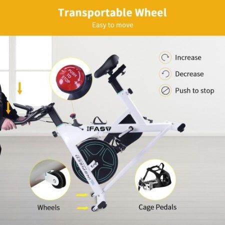 US Local Stationary Bikes For Home Spin Indoor Exercise Bike With LCD Monitor And Comfortable Seat Cushion For Home Gym Cardio Fitness Training