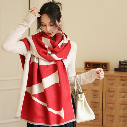 US Local Female Versatile Fashion Thickened Warm Cashmere Scarf