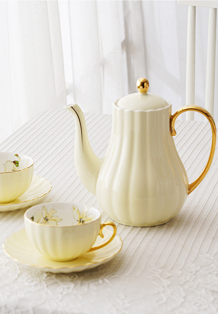 Macaron Coffee Set Afternoon Teapot Cup Saucer Set Morandi  Blue Yellow Purple Color Fashio