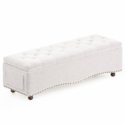 US Local Linen Upholstered Storage Bench