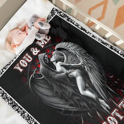 US Local Beauty And Ghost Human Skeleton Printed Halloween Soft Cozy Lightweight Durable Plush Flannel Throw Blanket For Bedroom Living Rooms Sofa Couch 50Inchx60Inch
