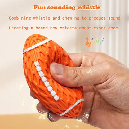 US Local Dog Rubber Chew-resistant Interactive Squeaky Football Toy