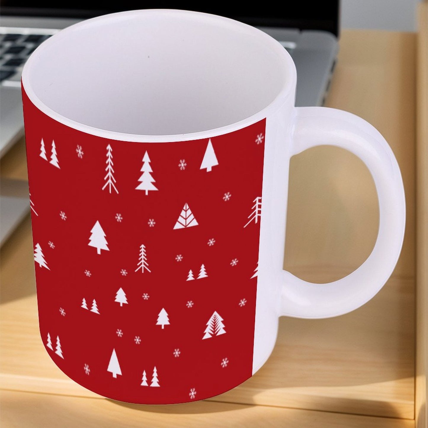 POD US Local White mug with full print, Christmas Trees 0006
