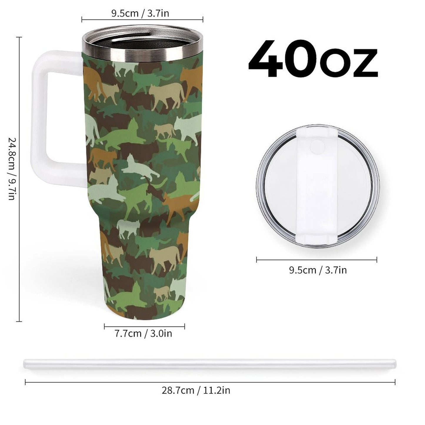 PHDT00239 POD US Local Tumbler 40 oz Large Capacity Car Cup Camouflage Cat Animal