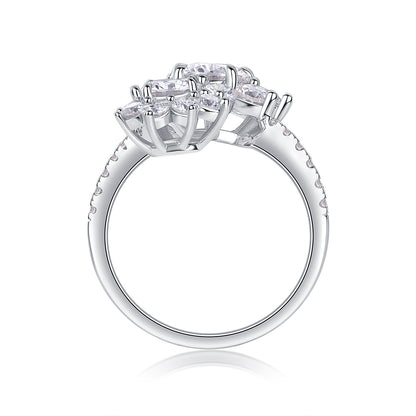 Petal Morning Dew - A Fashionable Diamond Jewelry Piece Set With 1-carat Moissanite S925 Sterling Silver And Platinum Diamond Ring